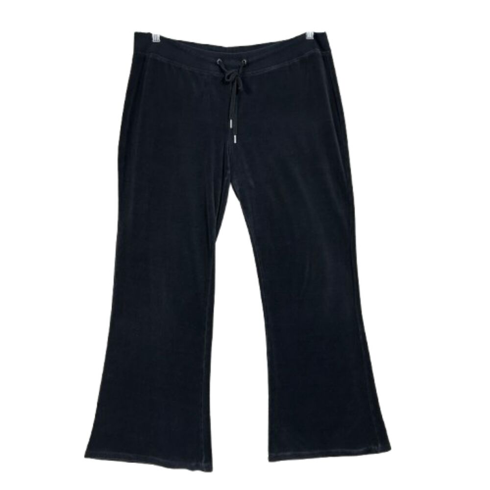 Mossimo Y2K Velour Flare Track Pants Sz XL Black Gray